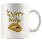 Queens are born in July, lip, birthday white gift coffee mug