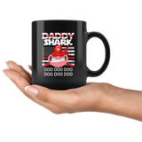 FireFighter Daddy Shark Funny, Father's day black gift coffee mug