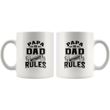 Papa is dad without rules father's day gift white coffee mug