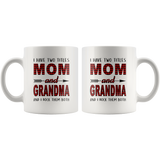 I have two titles Mom and Grandma rock them both, mother's day gift white coffee mug