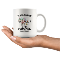 Flamingo if i'm drunk it's my camping friends' fault white coffee mug