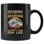 Grandma and grandson partners in crime for life mother's day gift vintage black coffee mug