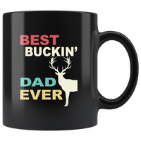 Vintage best buckin' dad ever deer mug, gift for father's day, papa, daddy black coffee mug