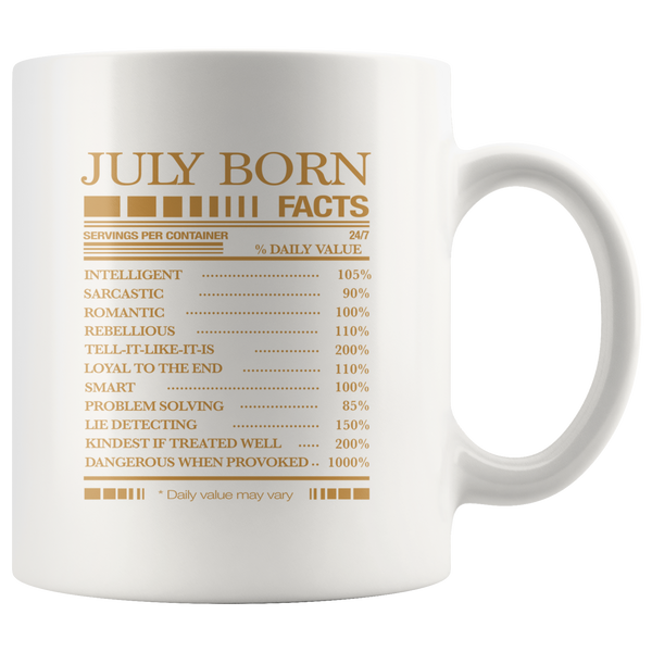 July born facts servings per container, born in July, birthday gift white coffee mugs