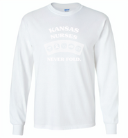 Kansas Nurses Never Fold Play Cards - Gildan Long Sleeve T-Shirt