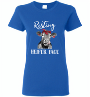 Resting heifer face cow - Gildan Ladies Short Sleeve