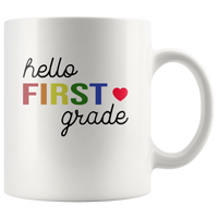 Hello first grade back to school white coffee mug