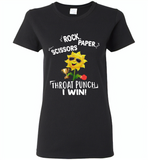 Rock Scissors Paper Throat Punch I Win, Sunflower Funny - Gildan Ladies Short Sleeve
