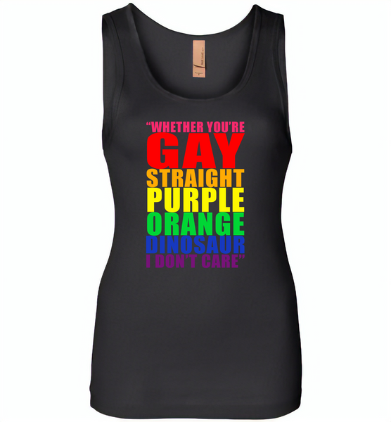 Whether you're gay straight purple orange dinosaur i don't care lgbt gay pride - Womens Jersey Tank