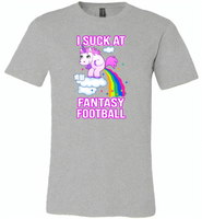 Funny Unicorn I suck at fantasy football - Canvas Unisex USA Shirt
