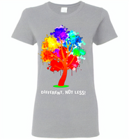Different not less lgbt tree rainbow gay pride - Gildan Ladies Short Sleeve