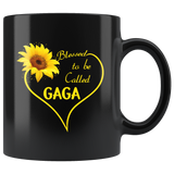 Blessed To Be Called GaGa, Sunflower Love Heart Black Coffee Mug