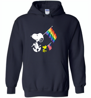 Snoopy LGBT america flag rainbow gay pride - Gildan Heavy Blend Hoodie