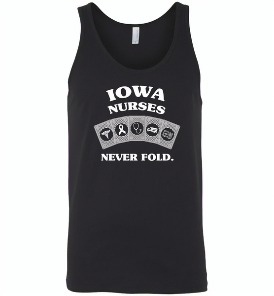 Iowa Nurses Never Fold Play Cards - Canvas Unisex Tank