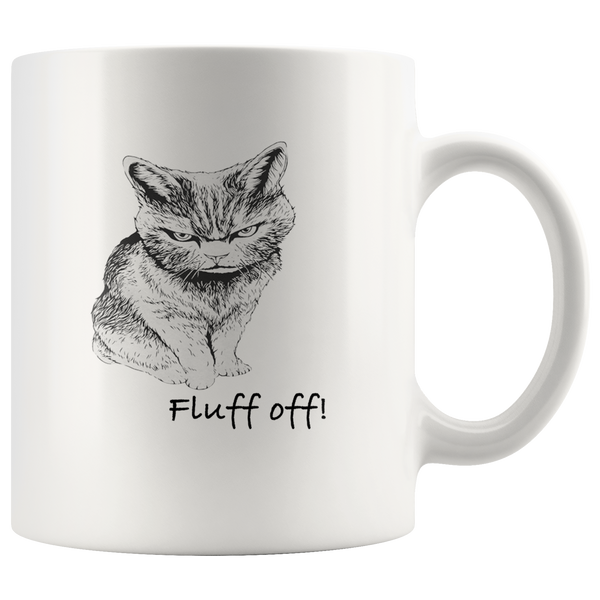 Cat Lucifer angry fluff off white coffee mug