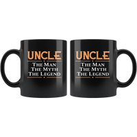 Uncle the man the myth the legend black gift coffee mug