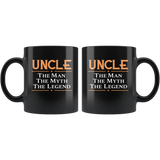 Uncle the man the myth the legend black gift coffee mug