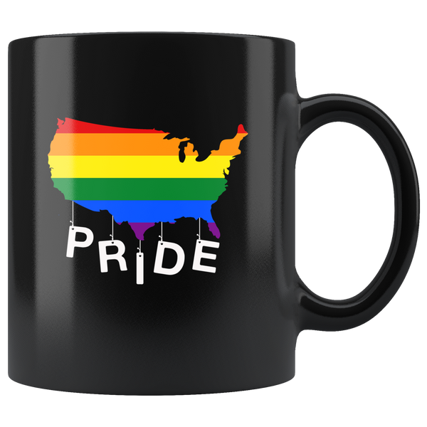 Pride american lgbt gay rainbow black coffee mug