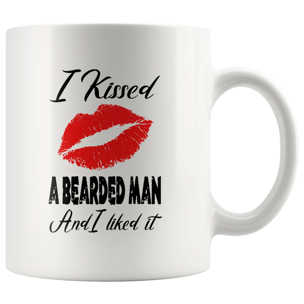 I kissed a bearded man and I liked it lip white coffee mug
