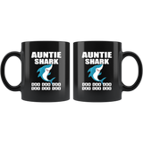 Auntie shark doo doo doo, aunt shark funny black gift coffee mugs
