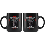 September Guy I Bow To None Other Than The Lord Jesus Christ Warrior Birthday Gift Black Coffee Mug
