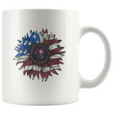 American Flag Sunflower White Coffee Mug