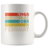 Kings are born in February vintage, birthday white gift coffee mug