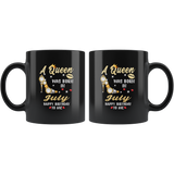 A Queen was born in July, cute birthday black gift coffee mug