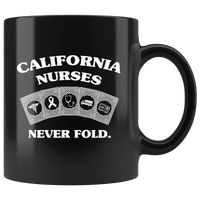 California Nurses Never Fold Play Cards Black Coffee Mug