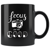 Focus On The Good Vintage Camera Funny Gift For Camera Lover Men Women Black Coffee Mug
