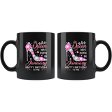 A Queen Was Born In January Happy Birthday To Me Gift For Girl Daughter Diamond Shoes Black Coffee Mug