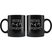 Mother of cats, mother's day gift, love cat black coffee mug