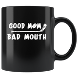 Good mom bad mouth hockey black coffee mug