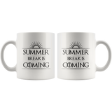 Summer break is coming white coffee mug