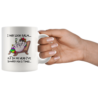 I may look calm but in my head i've shanked you 3 times unicorn white gift coffee mugs