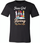 June girl living my best life lipstick birthday - Canvas Unisex USA Shirt