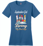 September girl living my best life lipstick birthday - Distric Made Ladies Perfect Weigh Tee