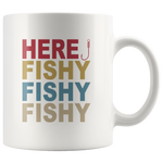 Here fishy fishy fishy like fishing vintage black coffee mugs