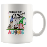 Quarantinin And Chillin With My Aussie Australian Shepherd Quarantine Gnome Shortage Toilet Paper Funny Gift For Dog Lover Women White Coffee Mug