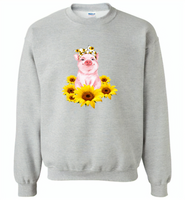 Sunflower pig - Gildan Crewneck Sweatshirt