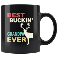 Vintage best buckin' grandpa ever deer, father's day gift black coffee mug