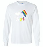 Snoopy LGBT america flag rainbow gay pride - Gildan Long Sleeve T-Shirt