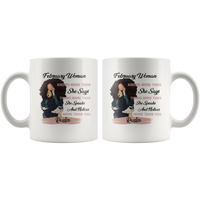 February Woman Knows More Than She Says Thinks Speaks Notices You Realize Black Girl Born In February Birthday Gift White Coffee Mug
