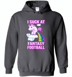 Funny Unicorn I suck at fantasy football - Gildan Heavy Blend Hoodie