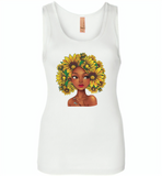Black girl has natural sunflower hair, sunflower lover - Womens Jersey Tank