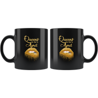 Queens are born in April birthday gift black coffee mug