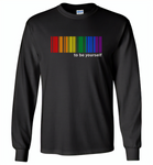 LGBT Barcode to be yourself rainbow gay pride - Gildan Long Sleeve T-Shirt