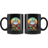 Vintage Retro Grandpa Shark doo doo doo black gift coffee mug