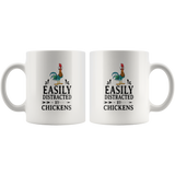 Easily distracted by Hei Hei chickens white gift coffee mug