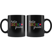 Hello second grade back to school black coffee mug